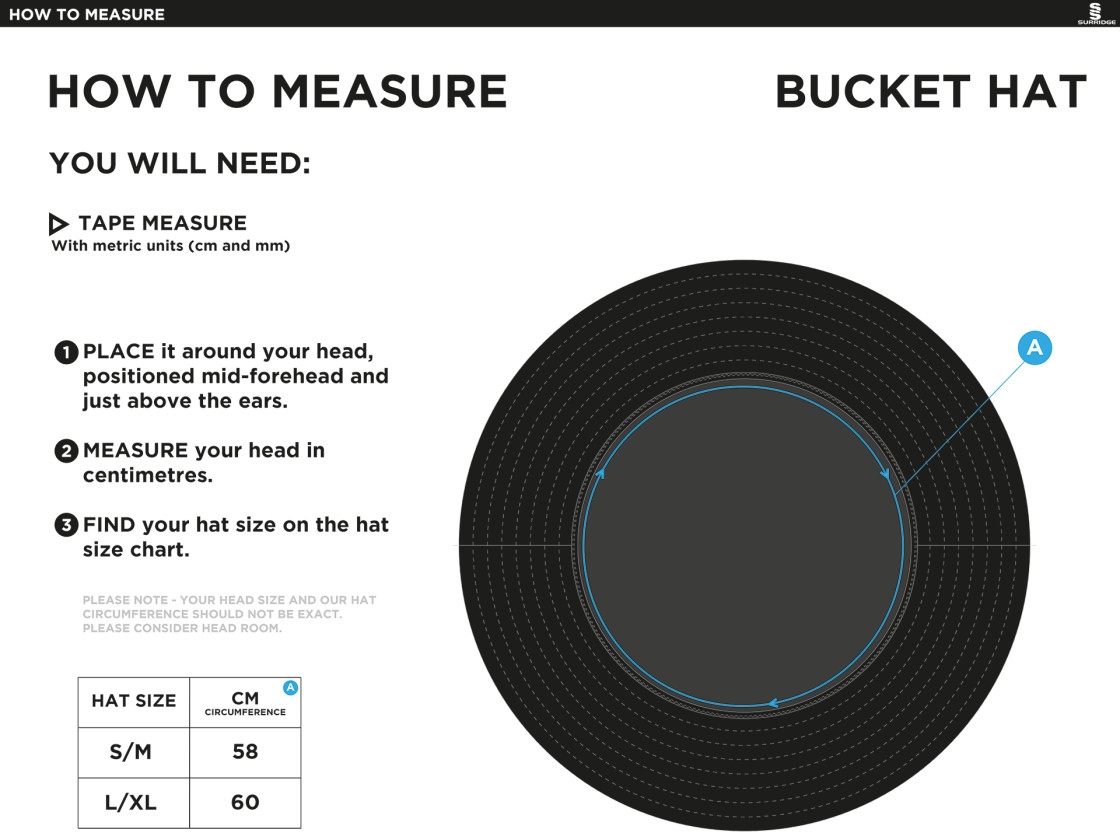 Portsmouth Community cc Dual Bucket Hat - Navy - Size Guide